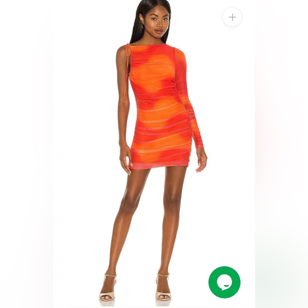 Camila Coelho Seri Mini Dress NWT in Orange Tie Dye Red Mesh